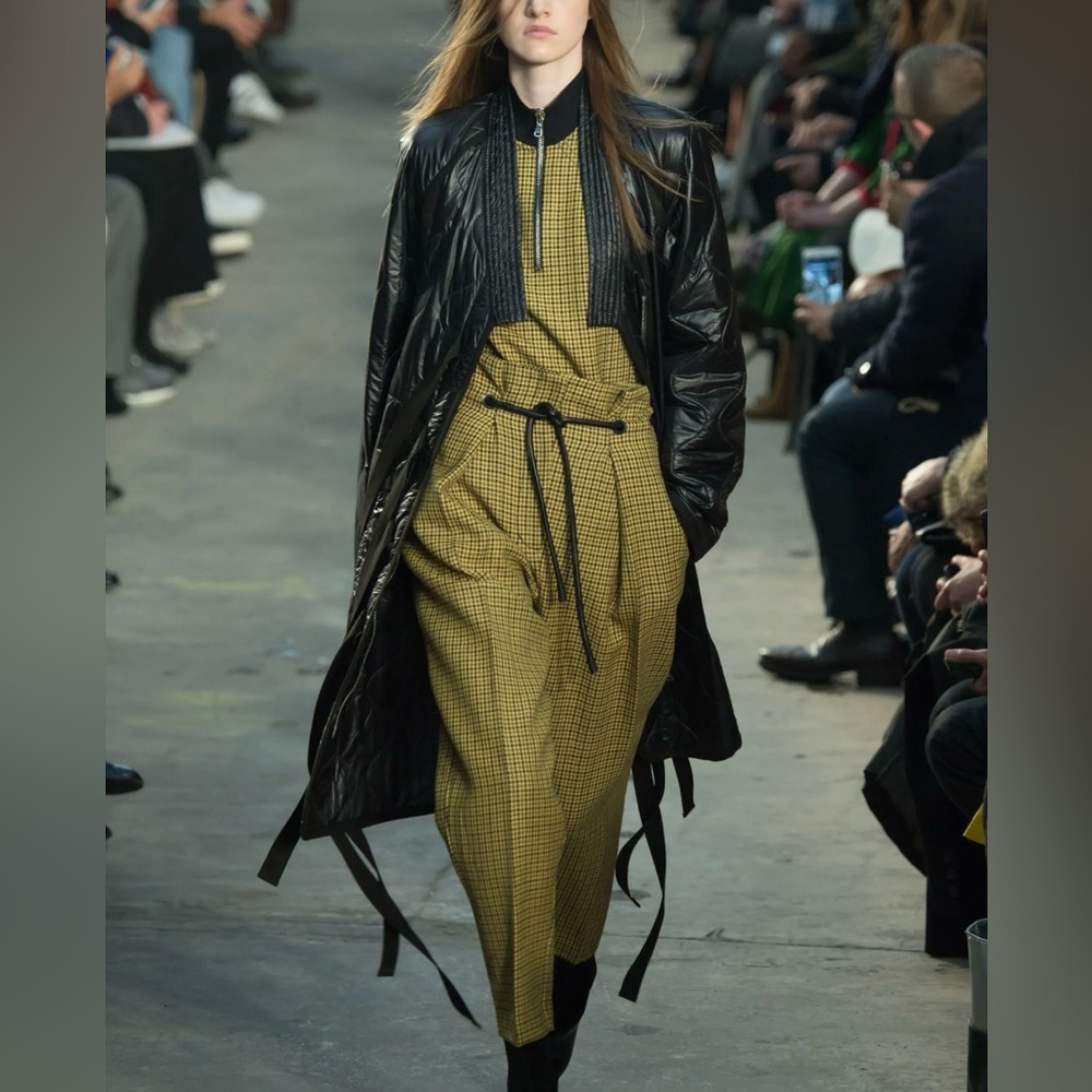 3.1 Phillip Lim Yellow & Black houndstooth check paper-bag wool trousers pants 0